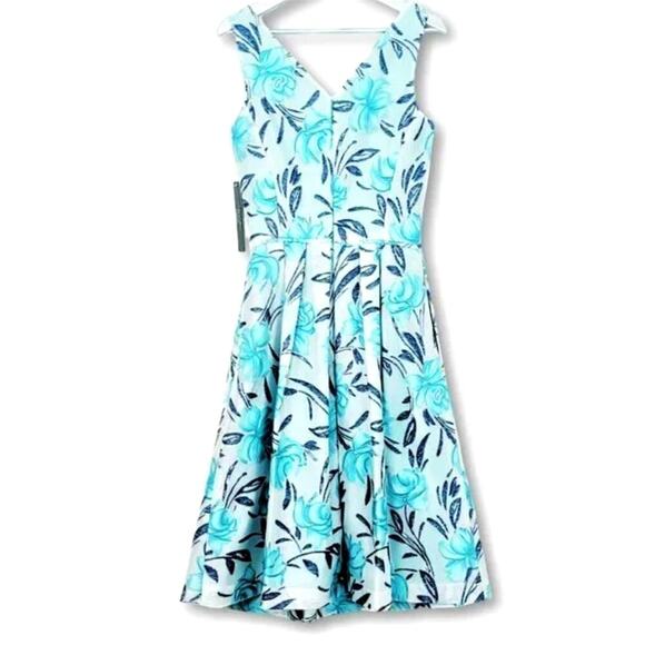 New TAHARI ASL Women's Floral Print V-neck Fit & Flare Party Mini Dress - Picture 5 of 8